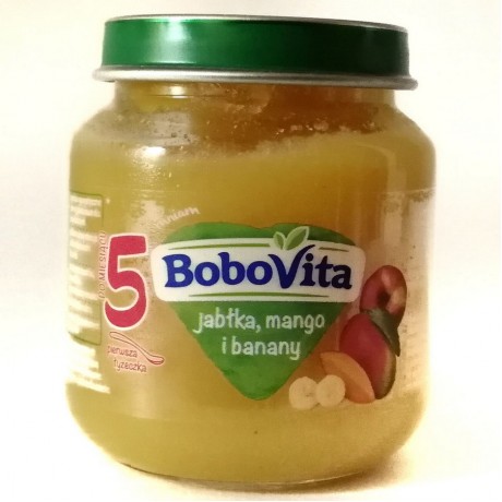 Пюре фруктове для дітей з 5 міс Jabka, Mango i Banany 125г, BoboVita