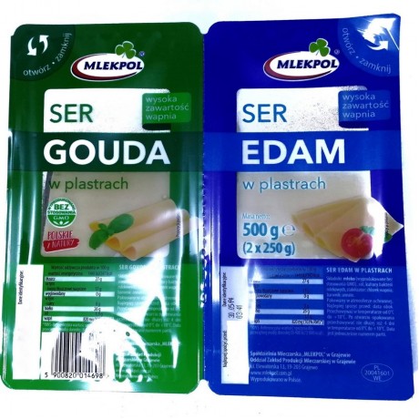 Сыр Гауда + Эдам в нарезке Gouda + Edam 500 г, Польша